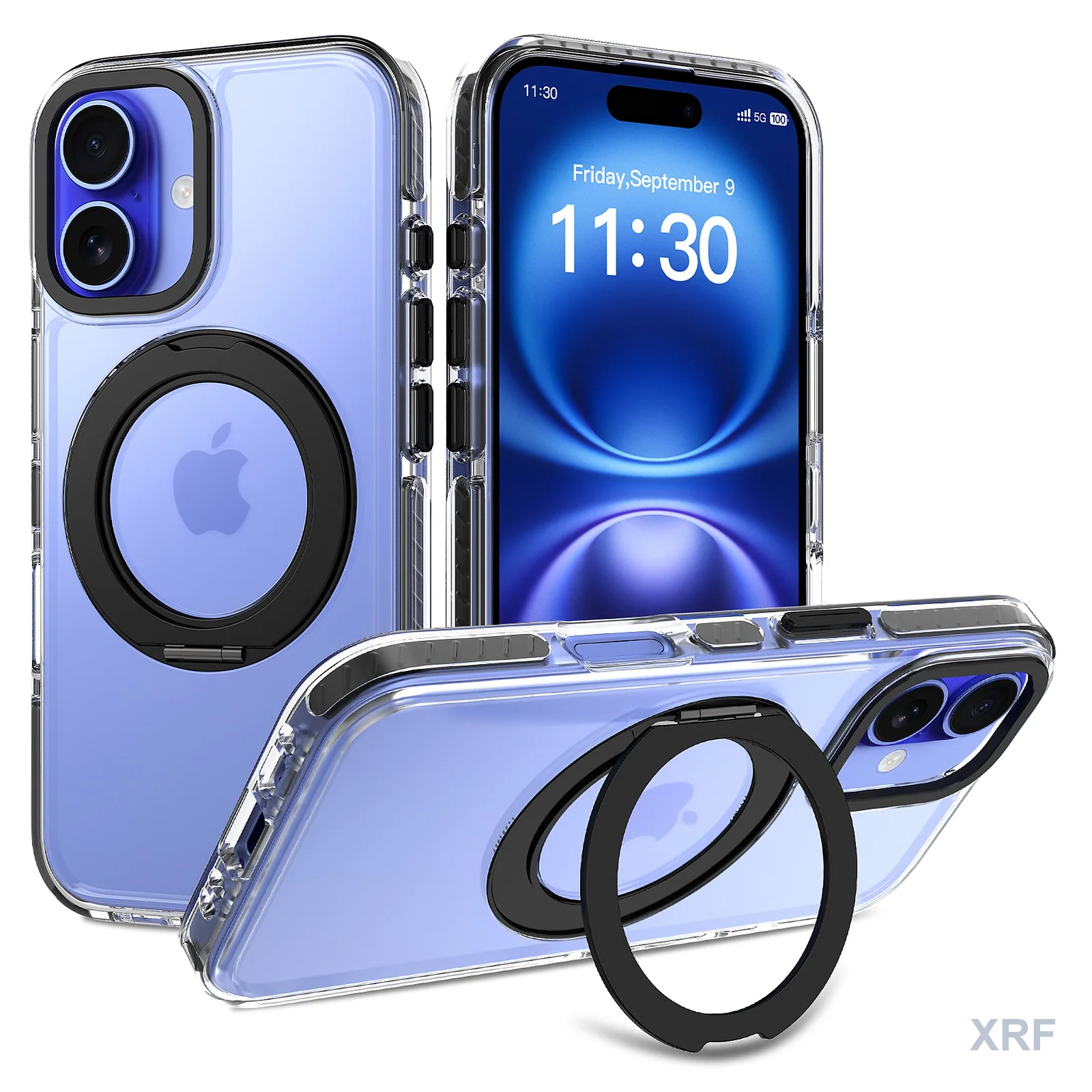 Apple iPhone 16 Case Prism Two-Tone Iridescent Orbit Stand wholesale phone case — XRF XRF-IP16-001