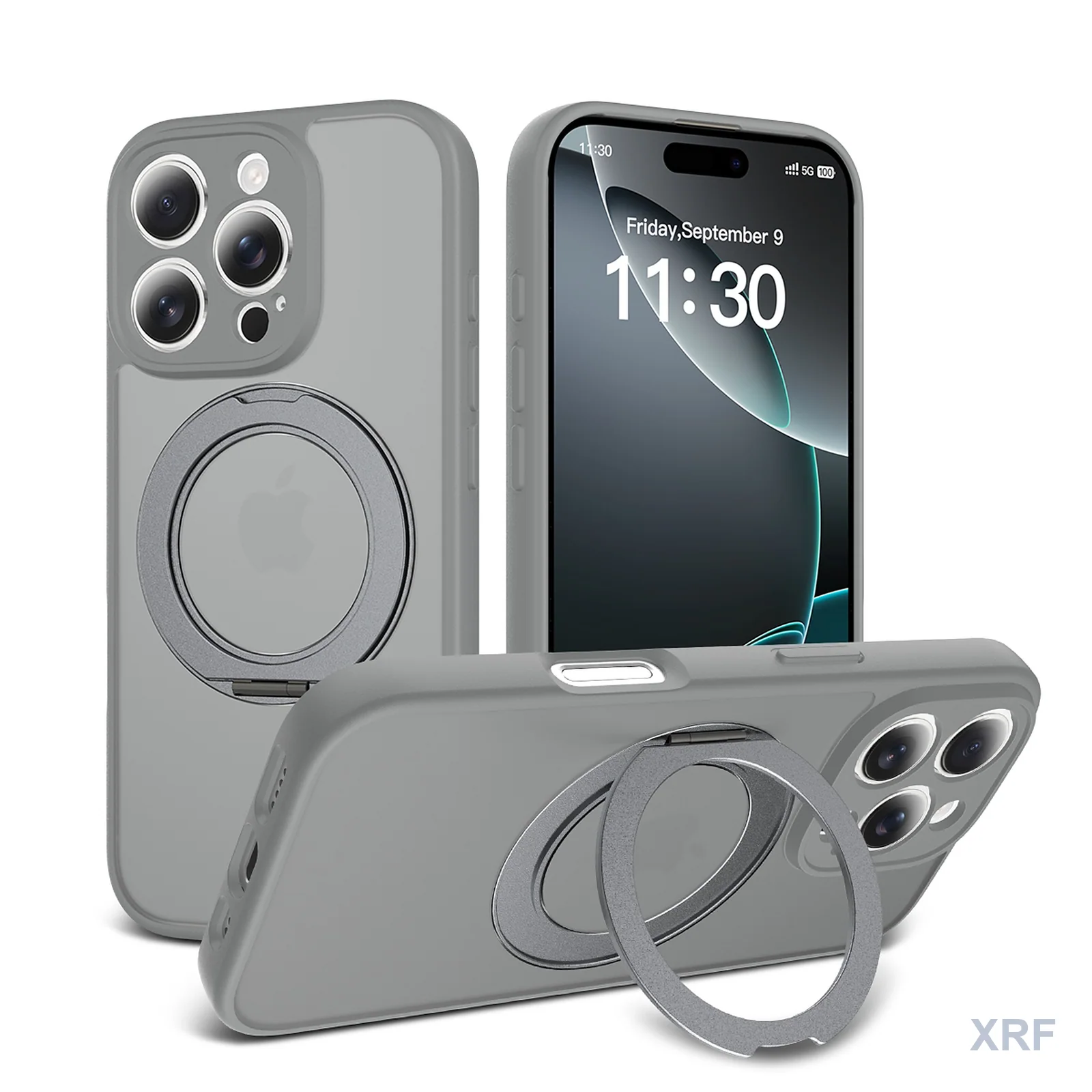 Apple iPhone 16 Pro Case Aegis Precision Soft-Touch Matte Orbit Stand wholesale phone case — XRF XRF-IP16P-005