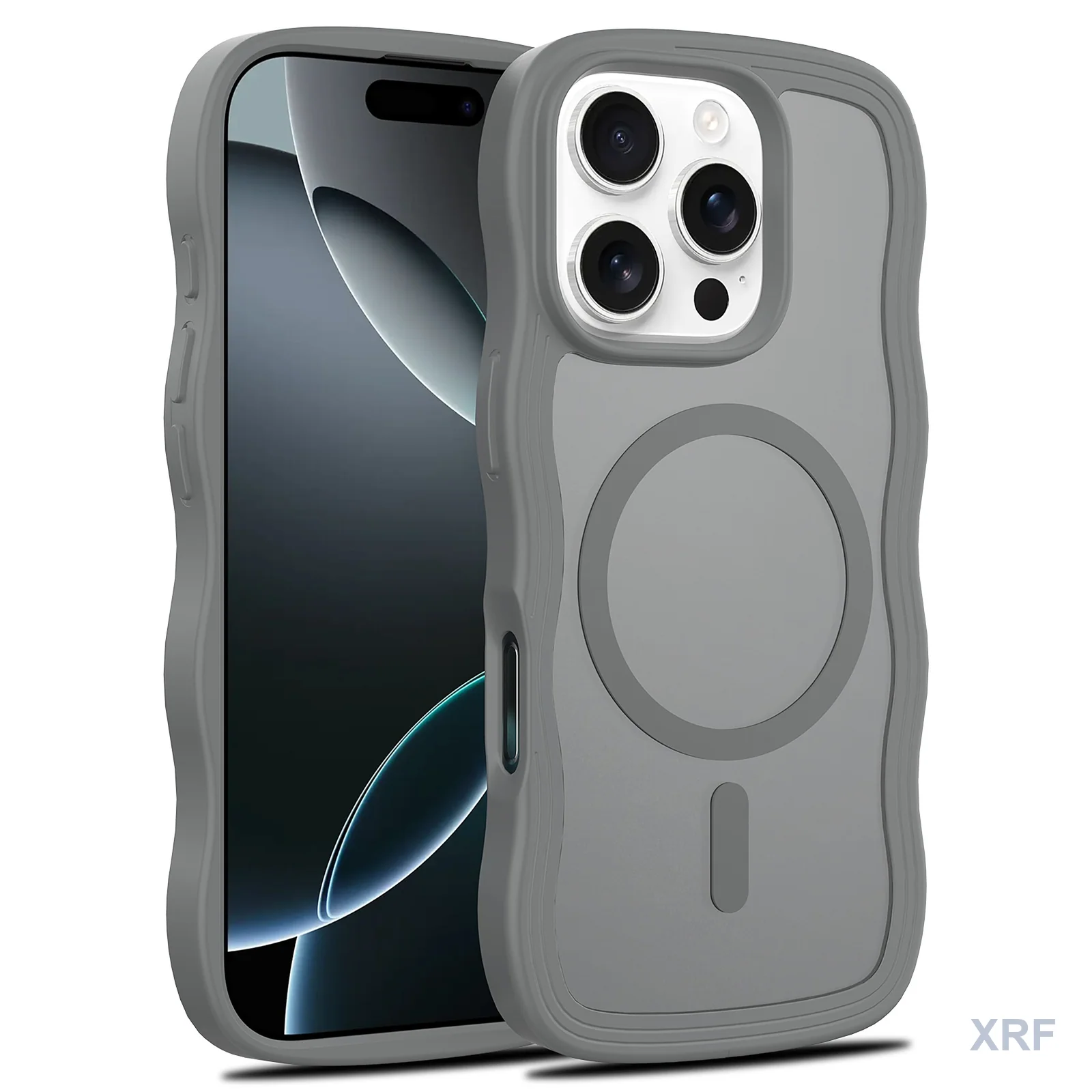 Apple iPhone 16 Pro Case Ripple Texture Soft-Touch Matte Dual-Layer Magnetic wholesale phone case — XRF XRF-IP16P-019