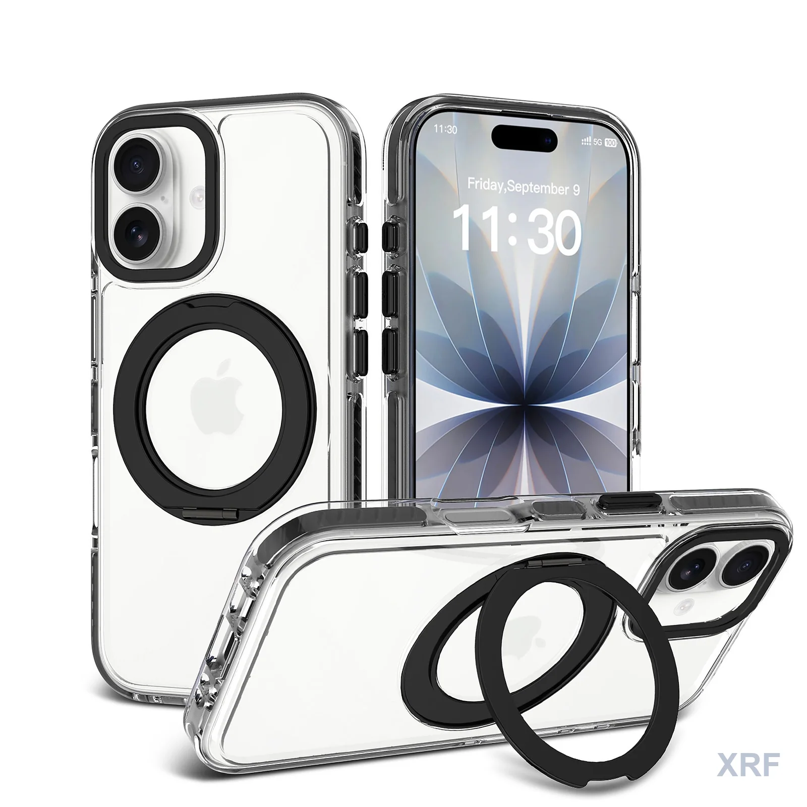 Apple iPhone 17 Case Prism Two-Tone Iridescent Clear Orbit Stand wholesale phone case — XRF XRF-IP17-013