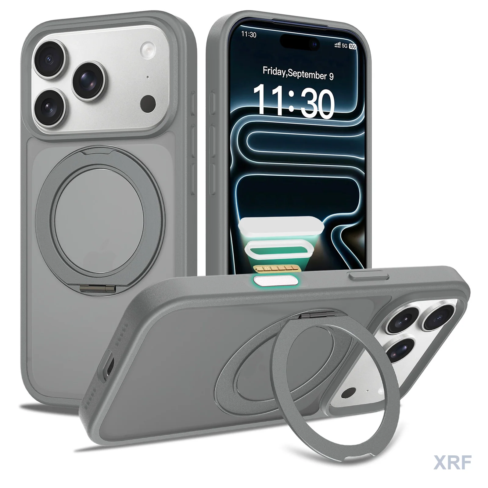 Apple iPhone 18 Pro Case Aegis Soft-Touch Matte Camera-Control Button Orbit Stand wholesale phone case — XRF XRF-IP18P-014