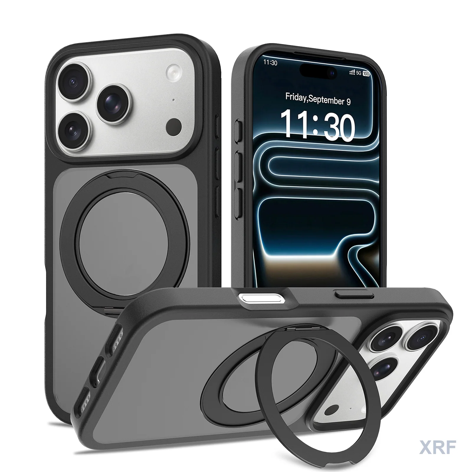 Apple iPhone 18 Pro Case Aegis Soft-Touch Matte Orbit Stand wholesale phone case — XRF XRF-IP18P-024