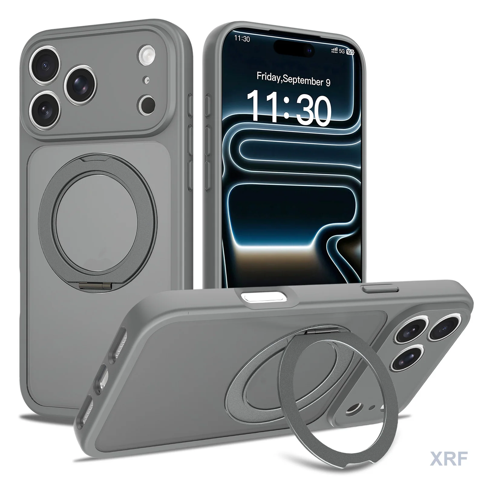 Apple iPhone 18 Pro Max Case Aegis Precision Soft-Touch Matte Orbit Stand wholesale phone case — XRF XRF-IP18PM-020