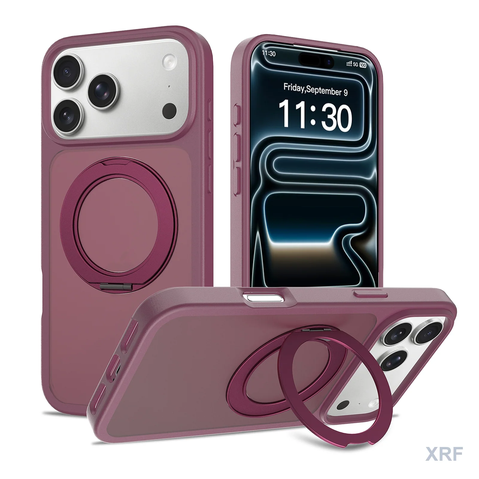 Apple iPhone 18 Pro Max Case Aegis Soft-Touch Matte Orbit Stand 2 Colors wholesale phone case — XRF XRF-IP18PM-025