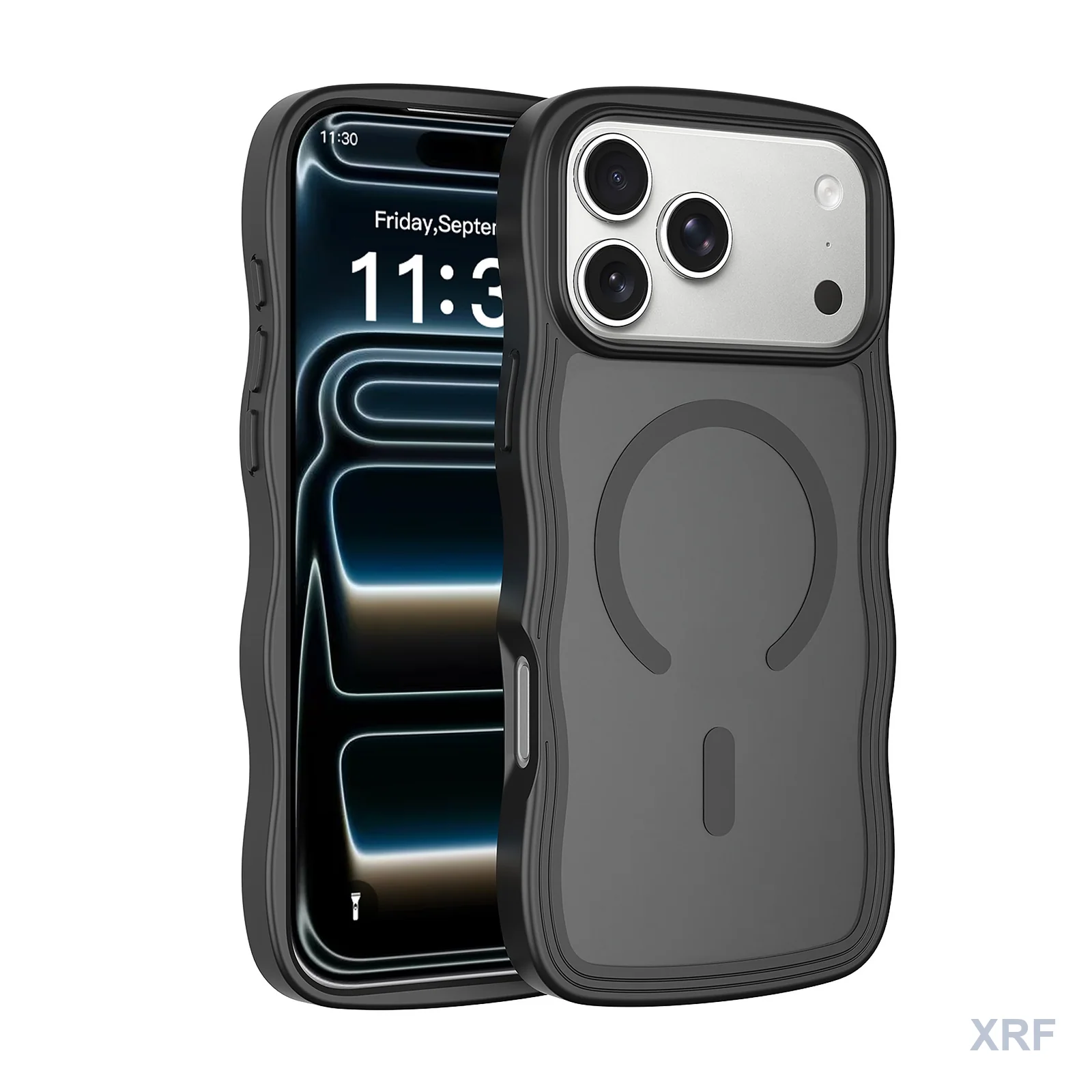 Apple iPhone 18 Pro Max Case Ripple Texture Soft-Touch Matte Dual-Layer Magnetic wholesale phone case — XRF XRF-IP18PM-036