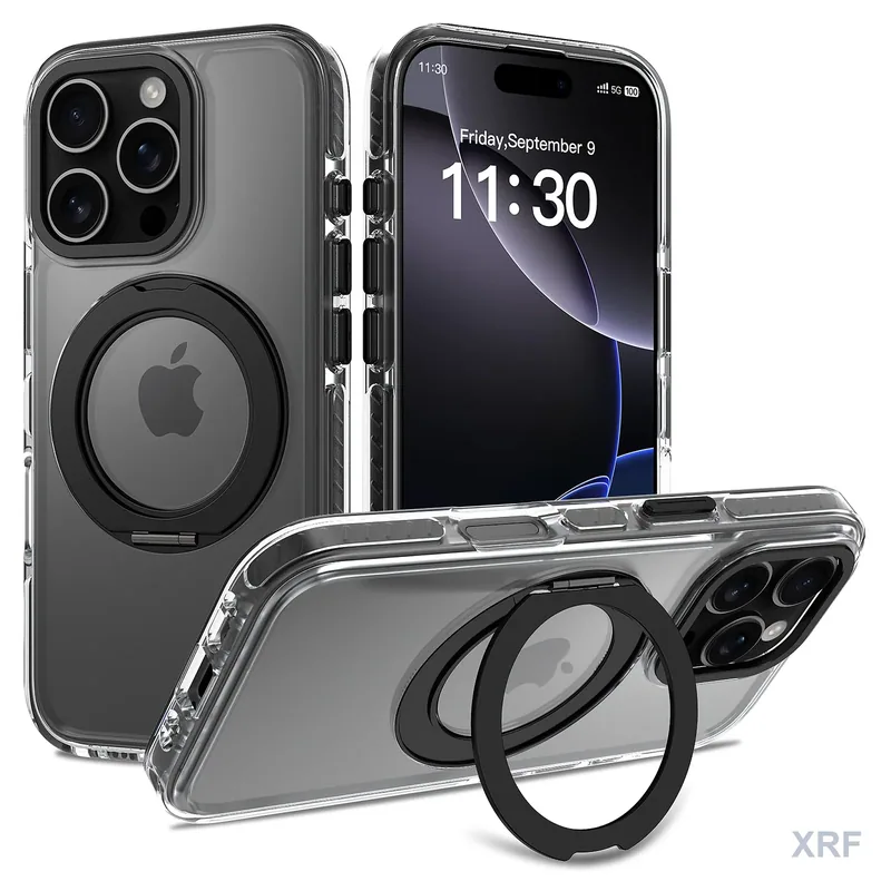 Apple iPhone 16 Pro Case Prism Two-Tone Iridescent Orbit Stand wholesale phone case — XRF XRF-IP16P-001