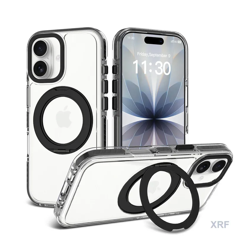 Apple iPhone 17 Case Prism Two-Tone Iridescent Clear Orbit Stand wholesale phone case — XRF XRF-IP17-013