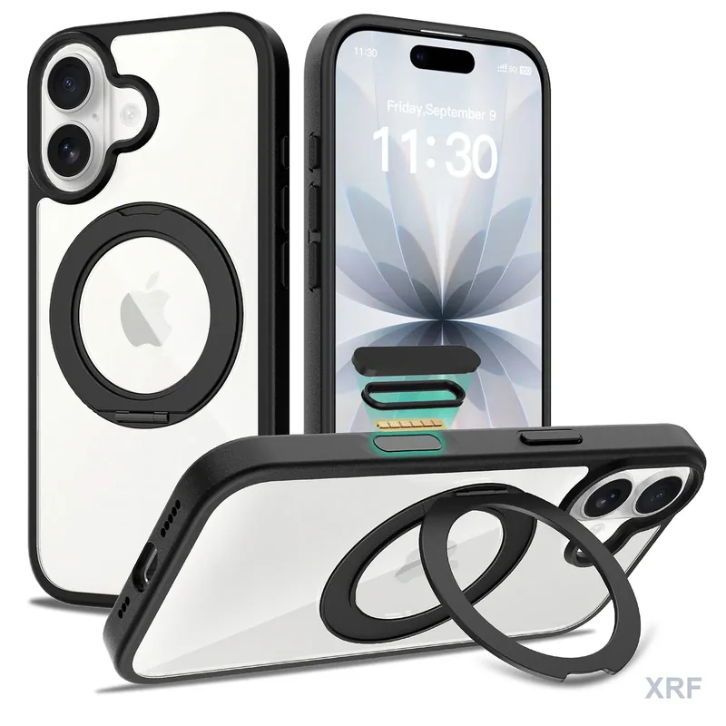 Apple iPhone 17 Case Aegis Clear Camera-Control Button Orbit Stand wholesale phone case — XRF XRF-IP17-020