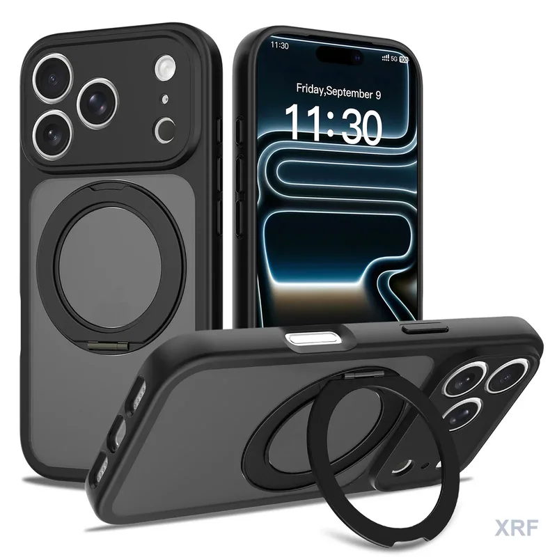 Apple iPhone 18 Pro Case Aegis Precision Soft-Touch Matte Orbit Stand wholesale phone case — XRF XRF-IP18P-011
